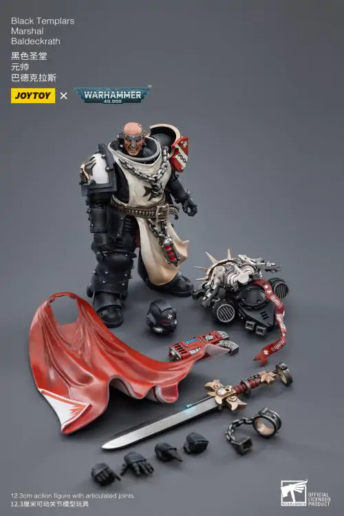 Joy Toy Warhammer 40K Black Templars Marshal Baldeckrath 1/18 Scale Figure - Image 8