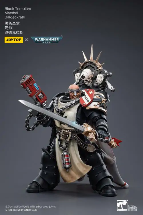 Joy Toy Warhammer 40K Black Templars Marshal Baldeckrath 1/18 Scale Figure - Image 6