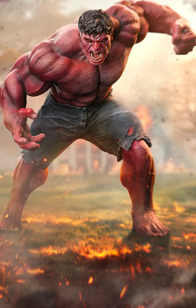 Iron Studios Red Hulk - Brave New World - Art Scale 1/10 (FREE A4 Poster) - Image 3