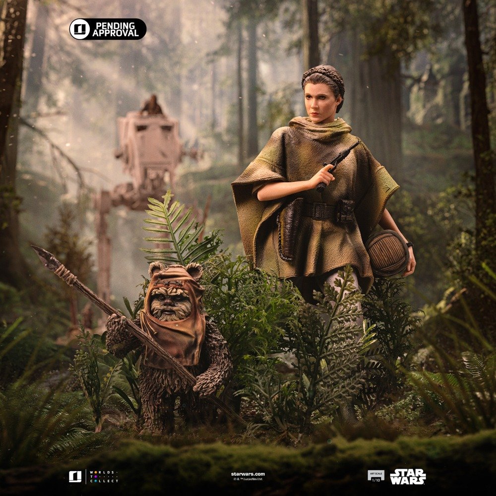 Iron Studios Leia and Wicket - Star Wars - Art Scale 1/10 (FREE A4 Poster)