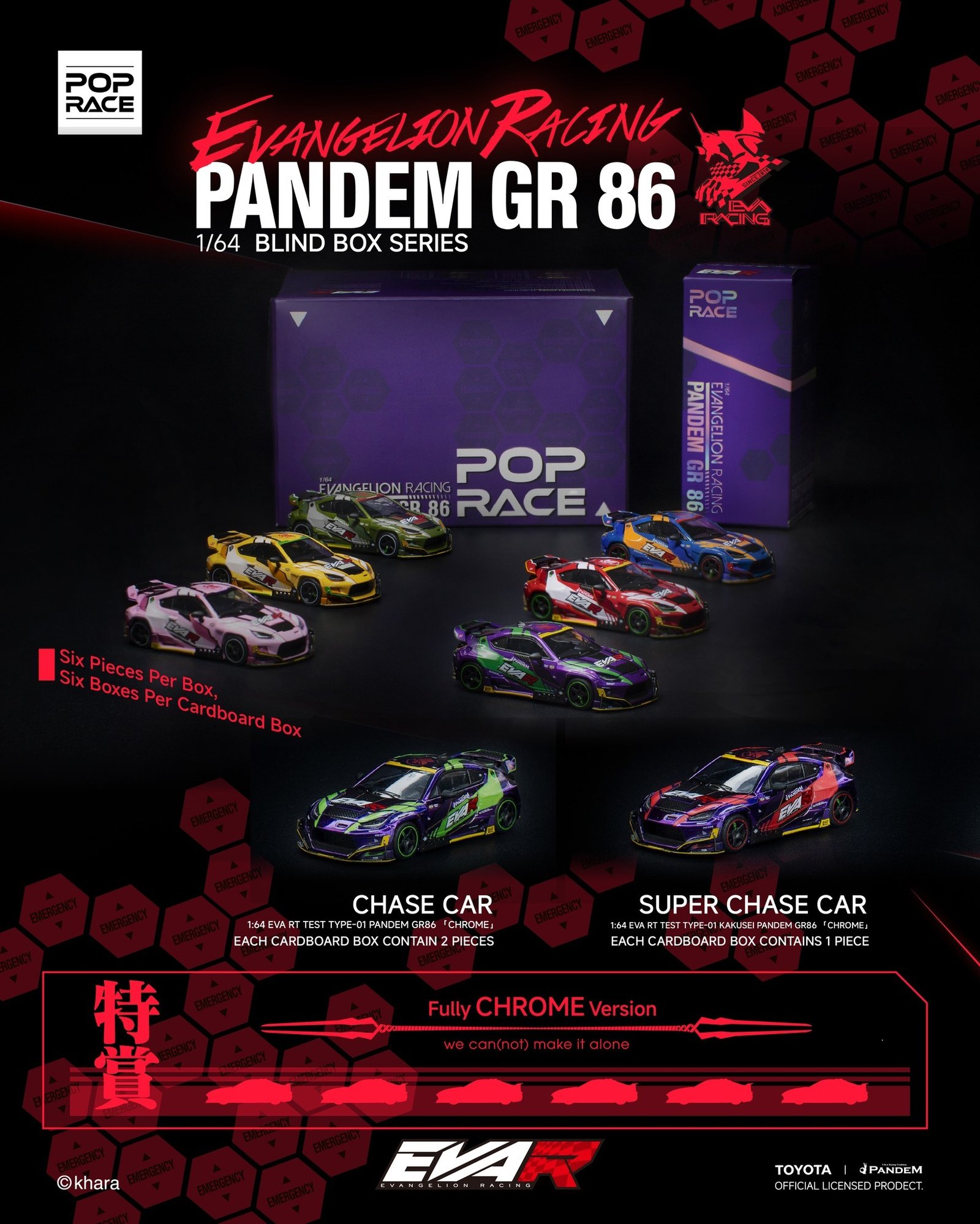 POP RACE X EVANGELION RACING PANDEM GR 86 BLIND BOX SERIES (per carton 6pcs)