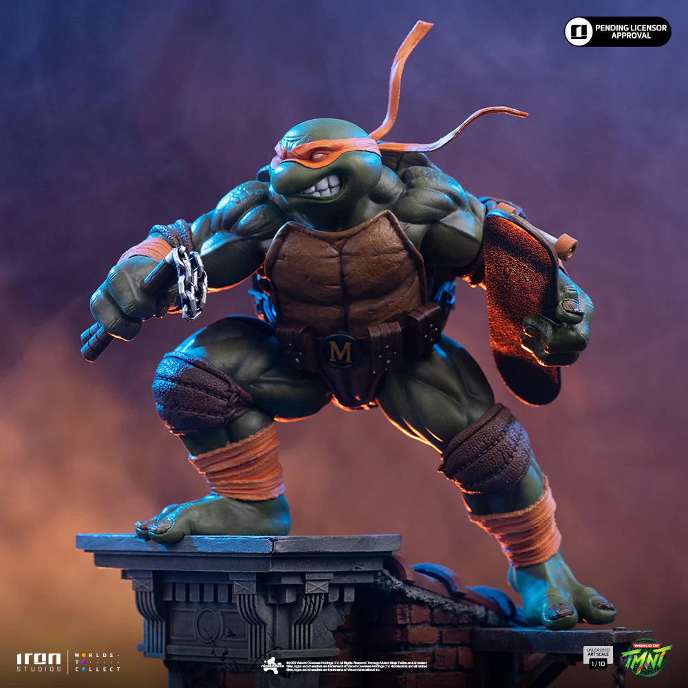 Iron Studios Michaelangelo Unleashed - Teenage Mutant Ninja Turtles - Art Scale 1/10 (FREE A4 Poster)