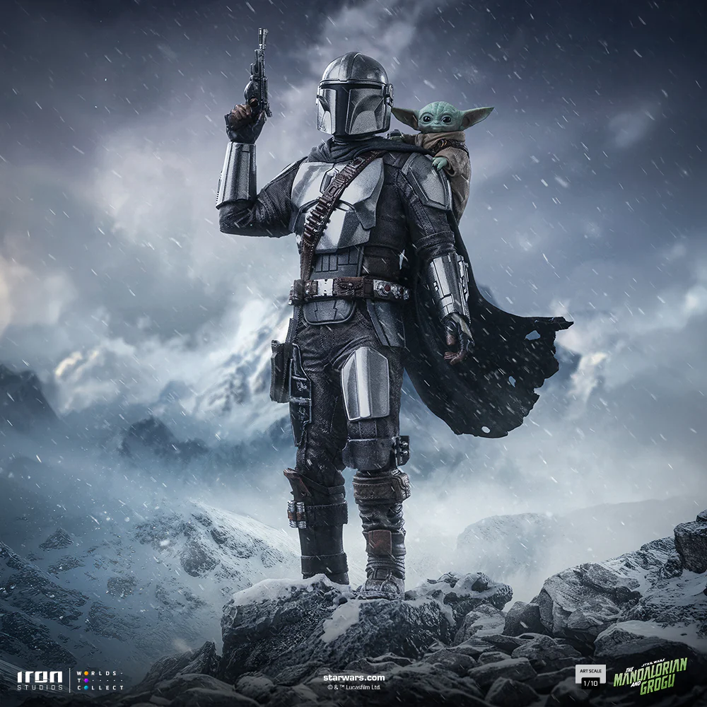 Iron Studios Mandalorian and Grogu - The Mandalorian and Grogu Movie - Art Scale 1/10 (FREE A4 Poster)