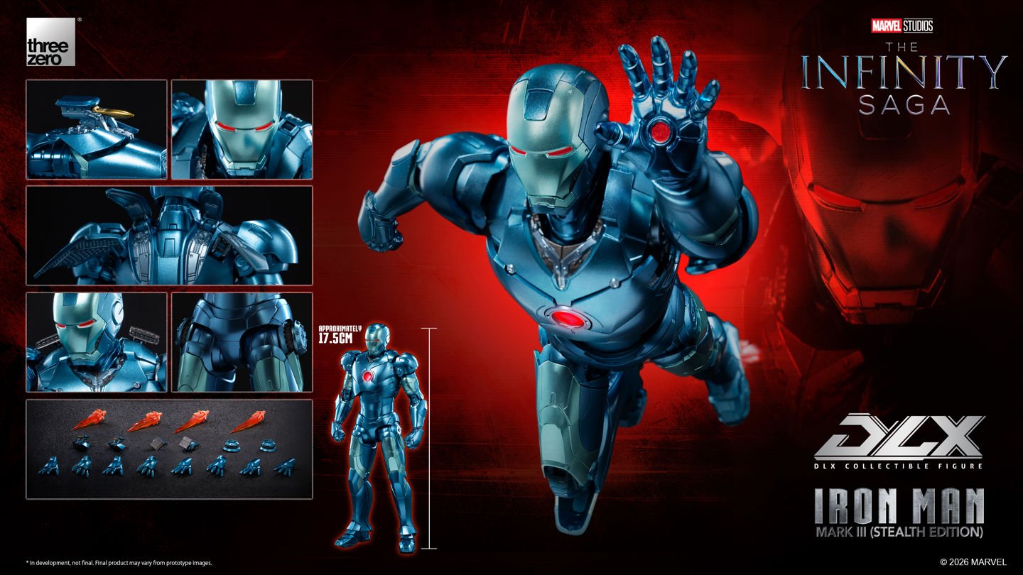 Threezero Marvel: The Infinity Saga DLX Iron Man Mark 3 (Stealth Edition) 1/12 Scale Action Figure - Image 15