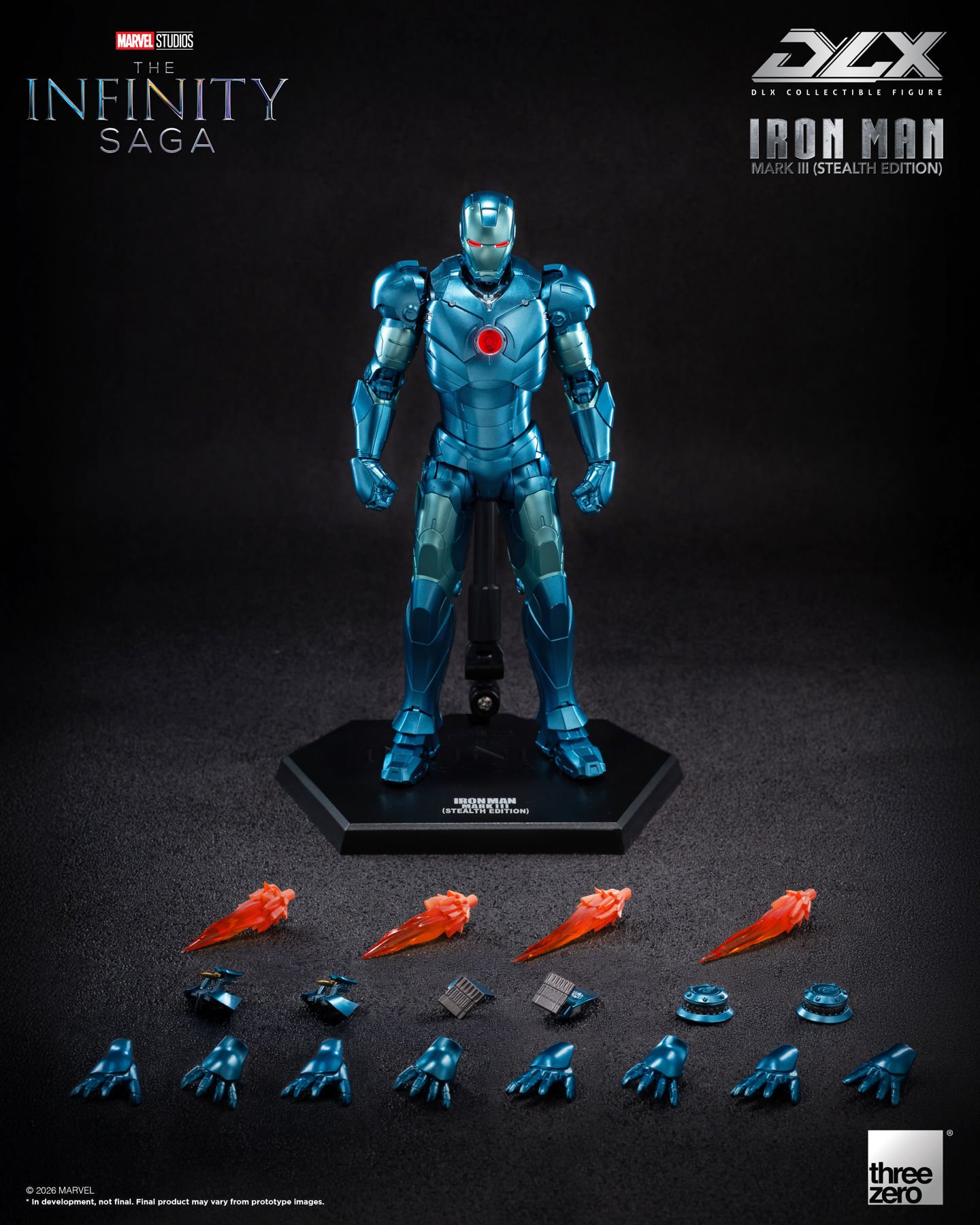 Threezero Marvel: The Infinity Saga DLX Iron Man Mark 3 (Stealth Edition) 1/12 Scale Action Figure - Image 14